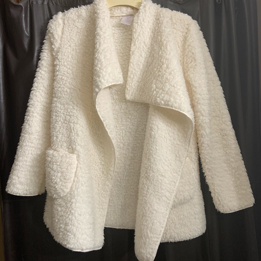 OFF WHITE SHERPA FUZZY JACKET CARDIGAN